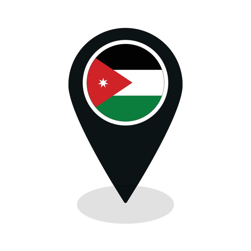 Flag of Jordan flag on map pinpoint icon isolated black color vector
