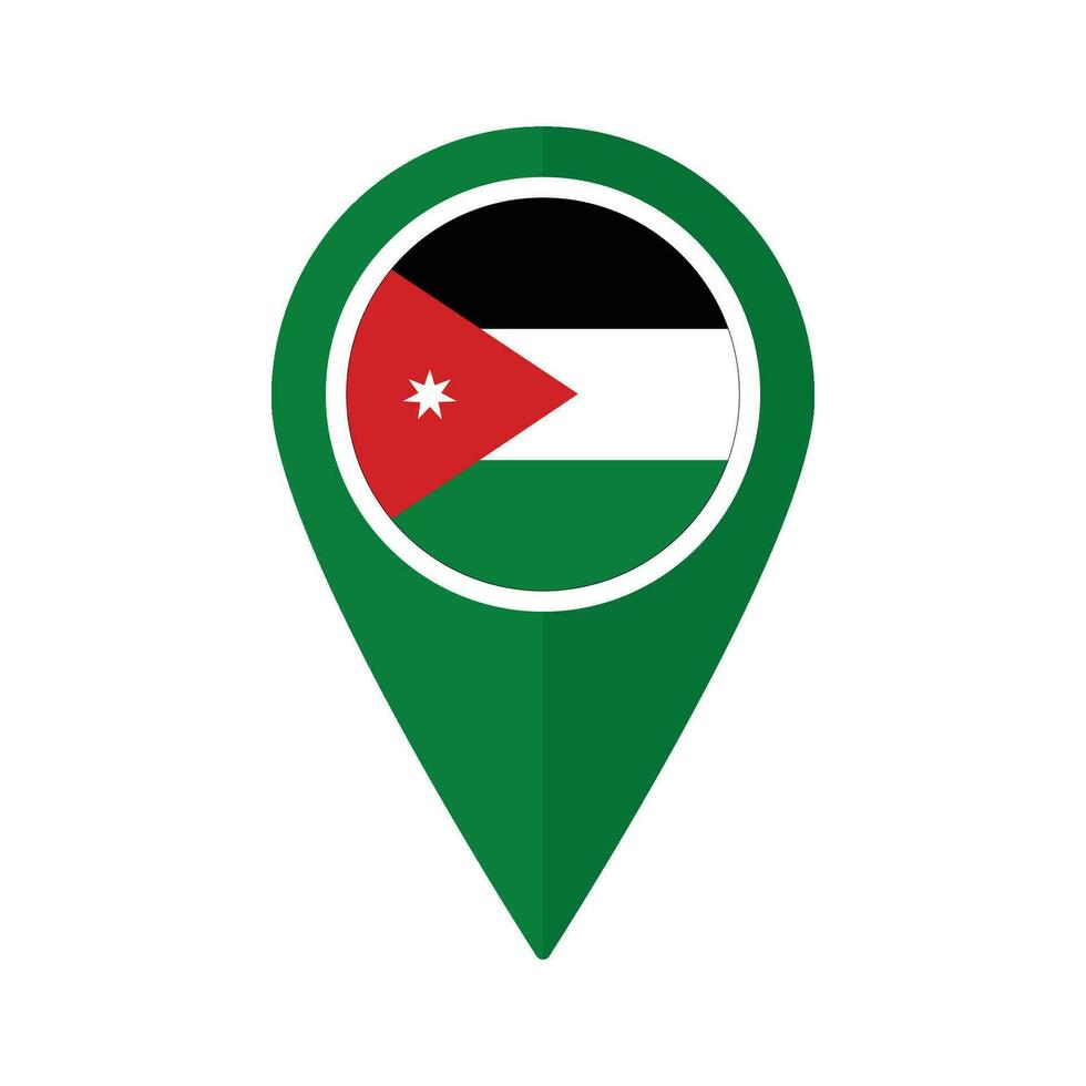 Flag of Jordan flag on map pinpoint icon isolated green color vector