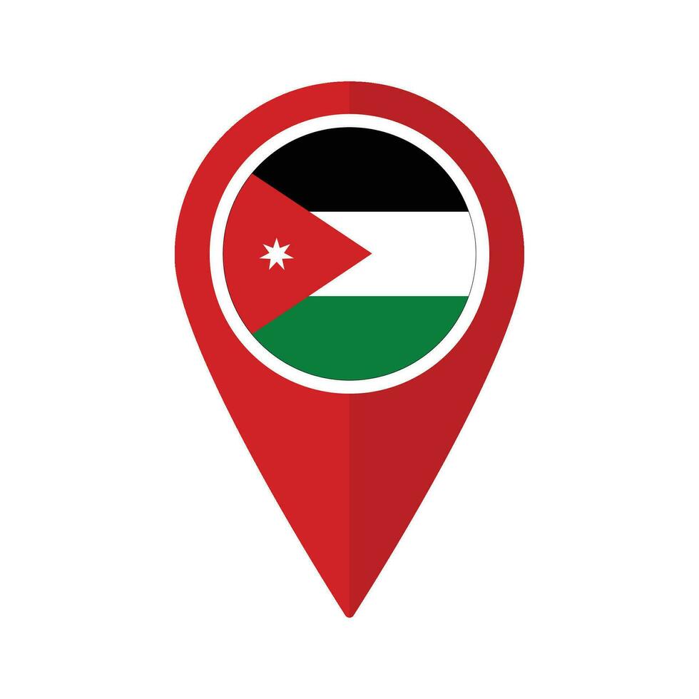 Flag of Jordan flag on map pinpoint icon isolated red color vector