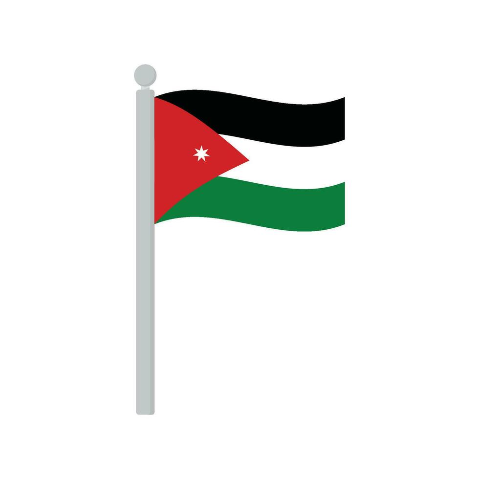 Flag of Jordan on flagpole isolated vector