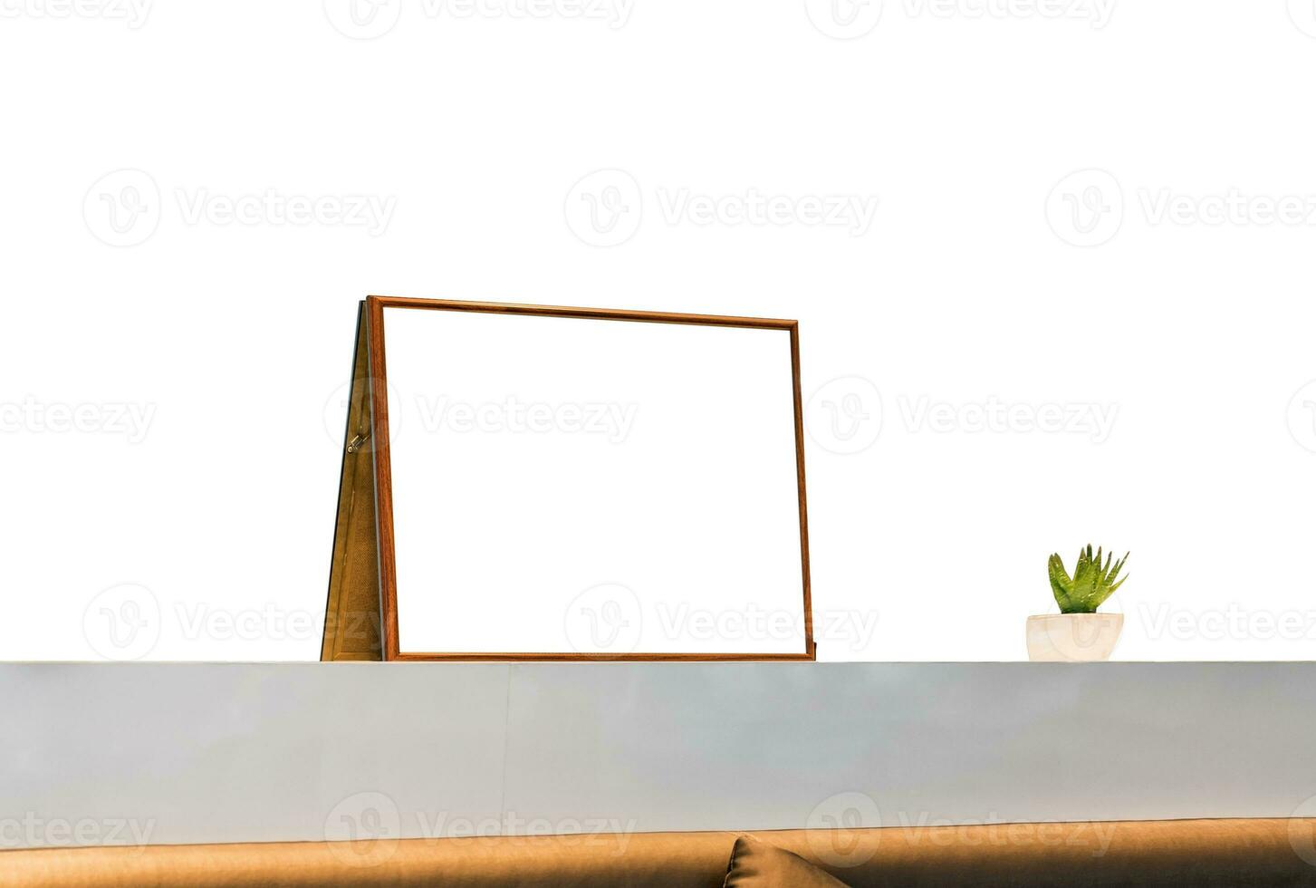 White blank picture frame on decorate wall bar photo