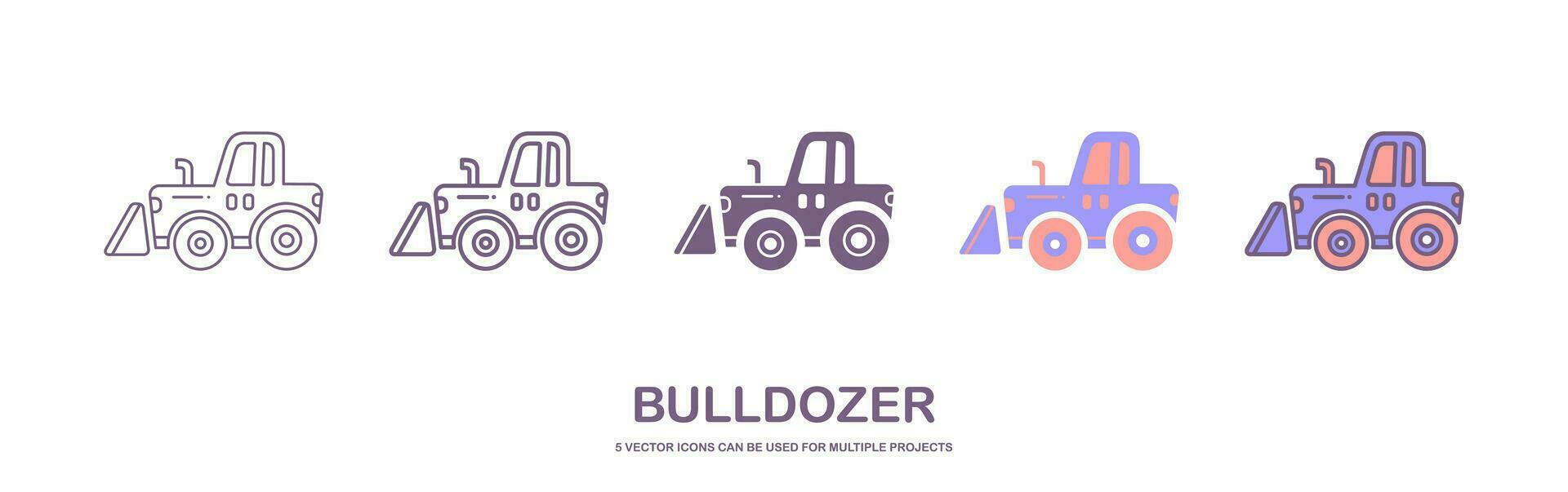 Bulldozer icon. Heavy tracked tractor with blade. Vector simple flat graphic illustration. The isolated object on a white background. Isolated on white background.