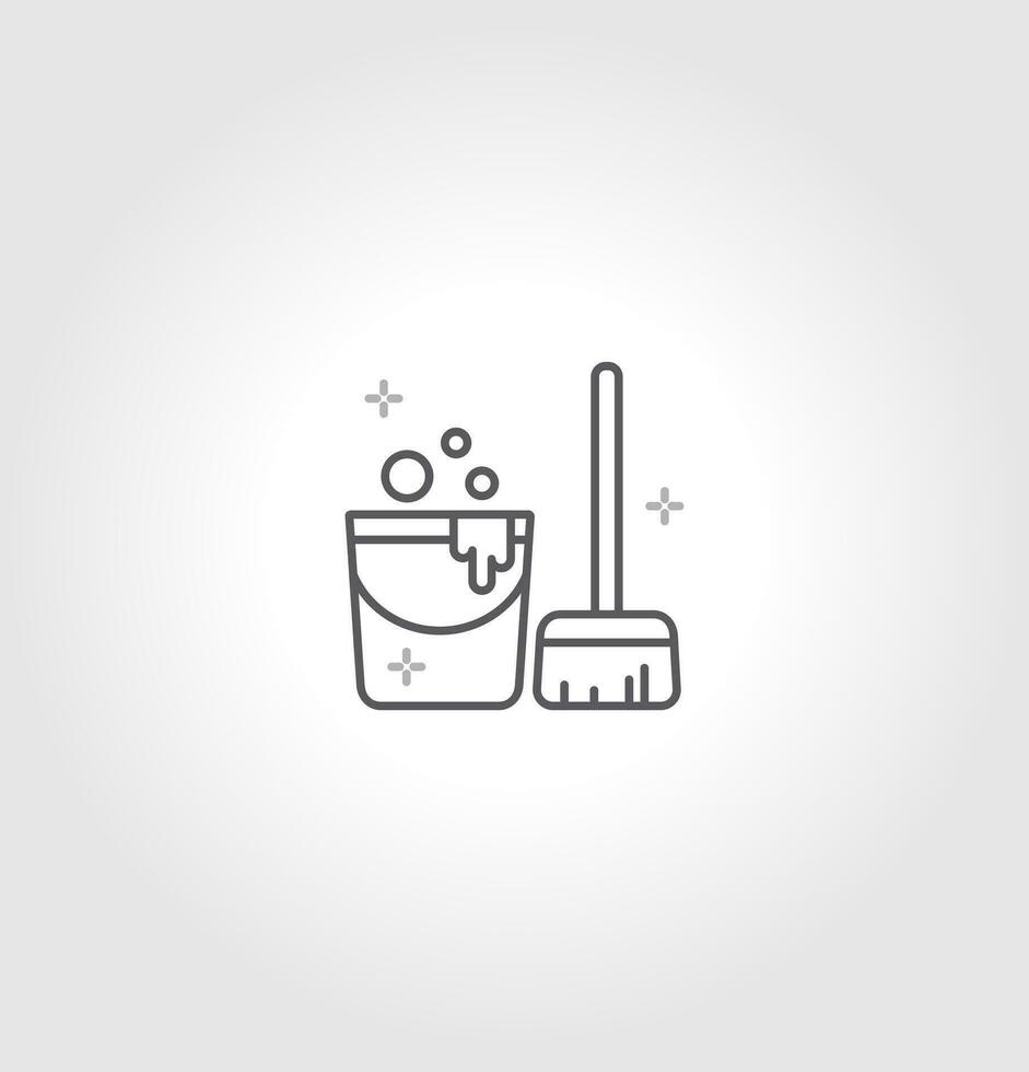 Floor Mop icon vector image. bucket and mop icons Suitable for mobile application web application and print media.