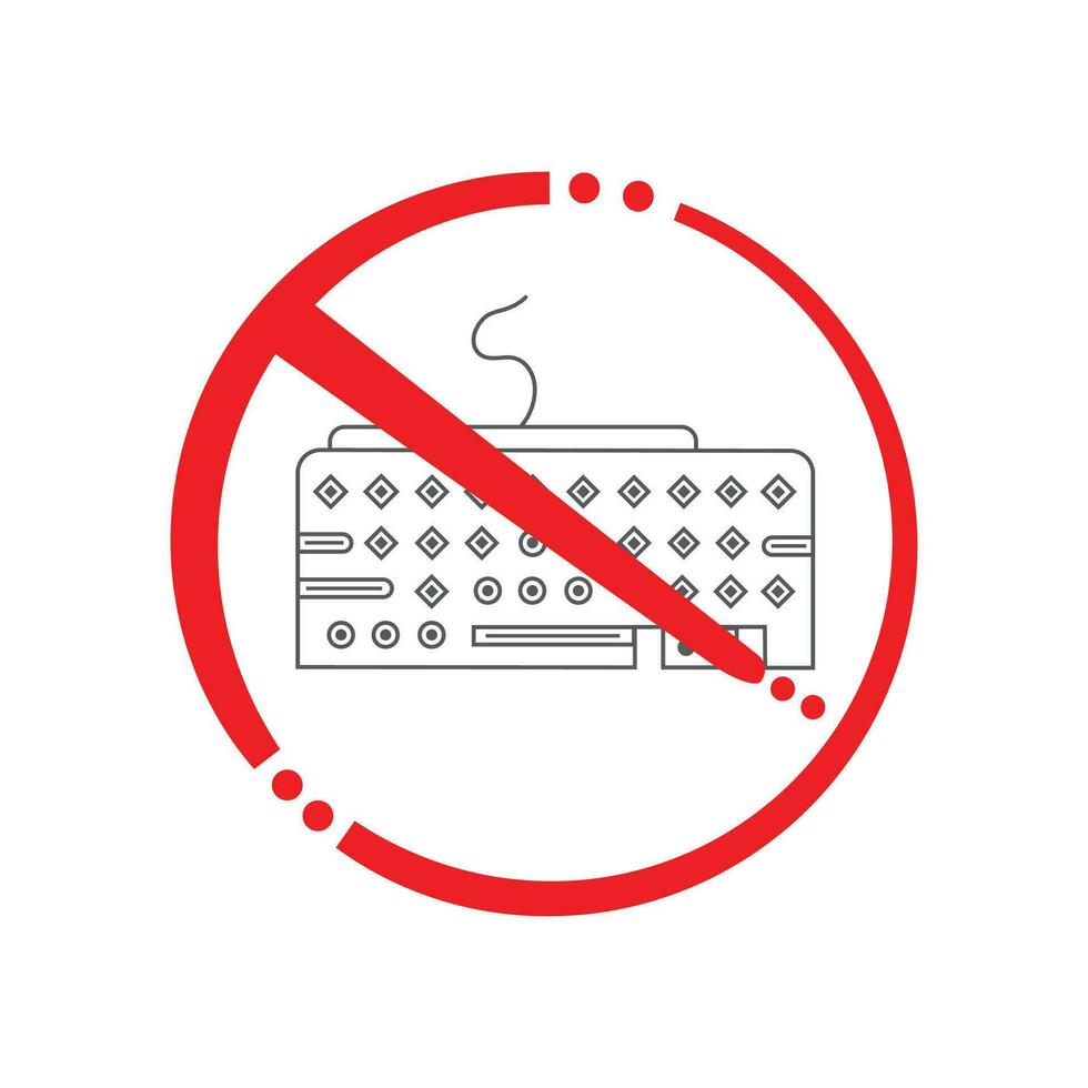 Forbidden keyboard icon modern style technology design element. Warning Vector symbol can be use for mobile device, computer or websites.