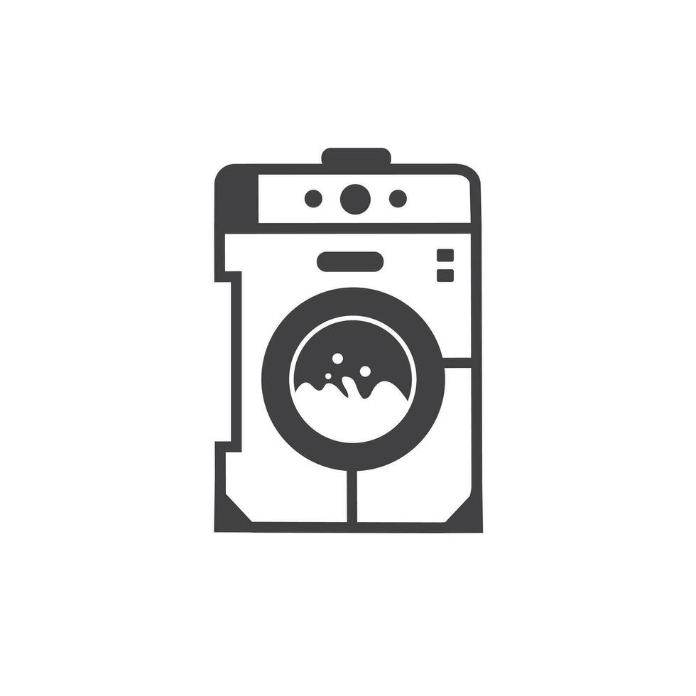 Washing machine icon design modern style line art black and white. Clothes dryer, washer or Laundry logotype Vector design template.