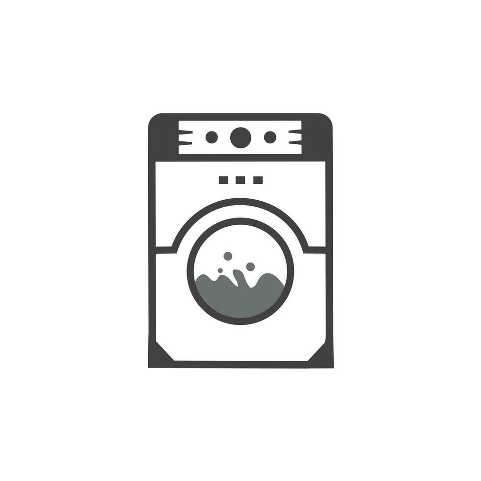 Washing machine icon design template flat style line art black and white. Clothes dryer or washer Vector on white background.