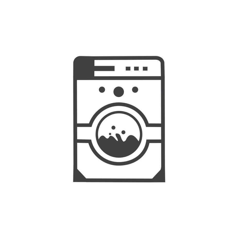 Washing machine icon design flat style line art. Clothes dryer or Laundry Vector template on white background.