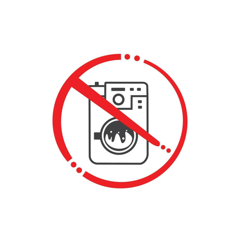 Not use Washing machine icon modern style red line art. Forbidden Clothes dryer, washer or Laundry Vector design element.