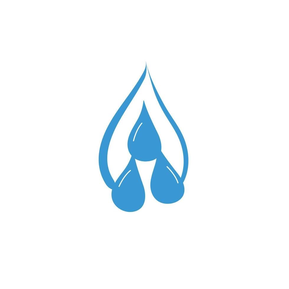 Water drop icon design, flat style. Blue water liquid, raindrop. Vector template on white background.