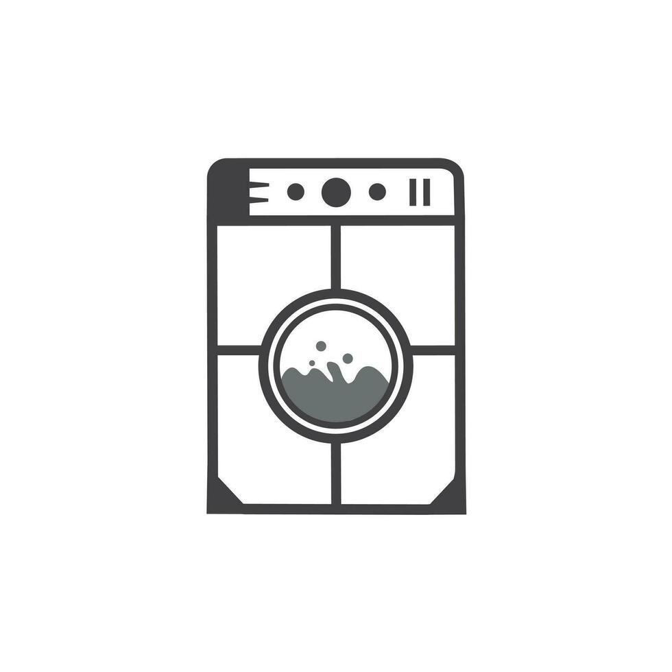 Washing machine icon design flat style line art black and white. Clothes dryer or washer Vector design isolated template.