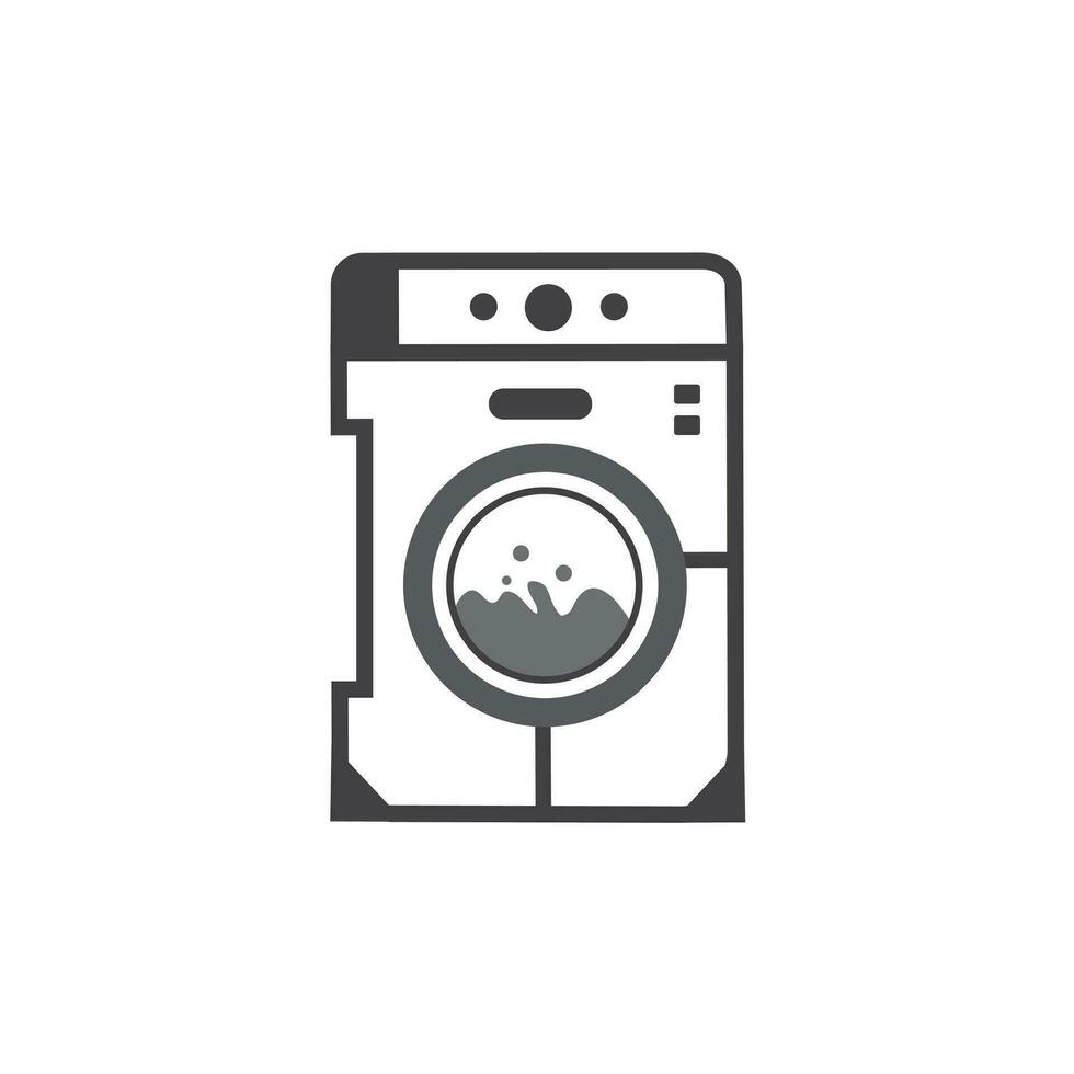 Washing machine icon design modern style line art black and white. Clothes dryer, washer or Laundry logotype Vector template.