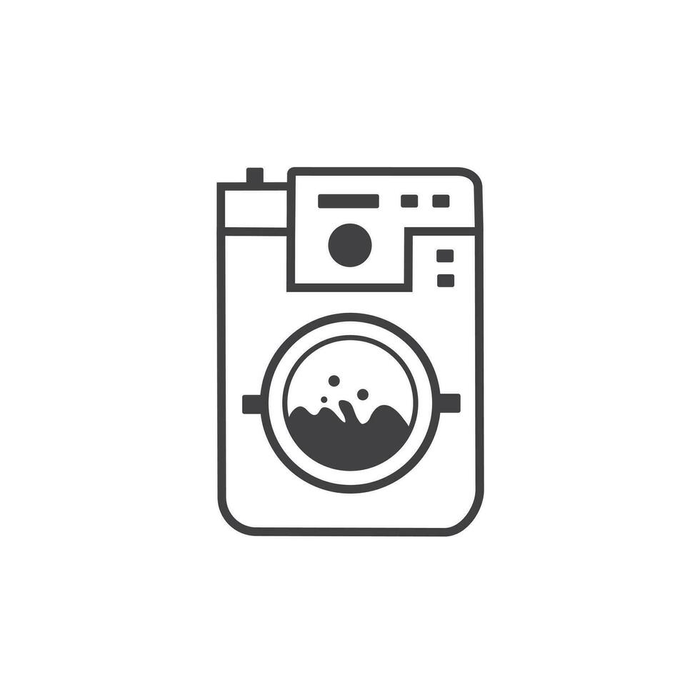 Washing machine icon, modern style line art. Clothes dryer, washer or Laundry logotype Vector design template isolated on white background.