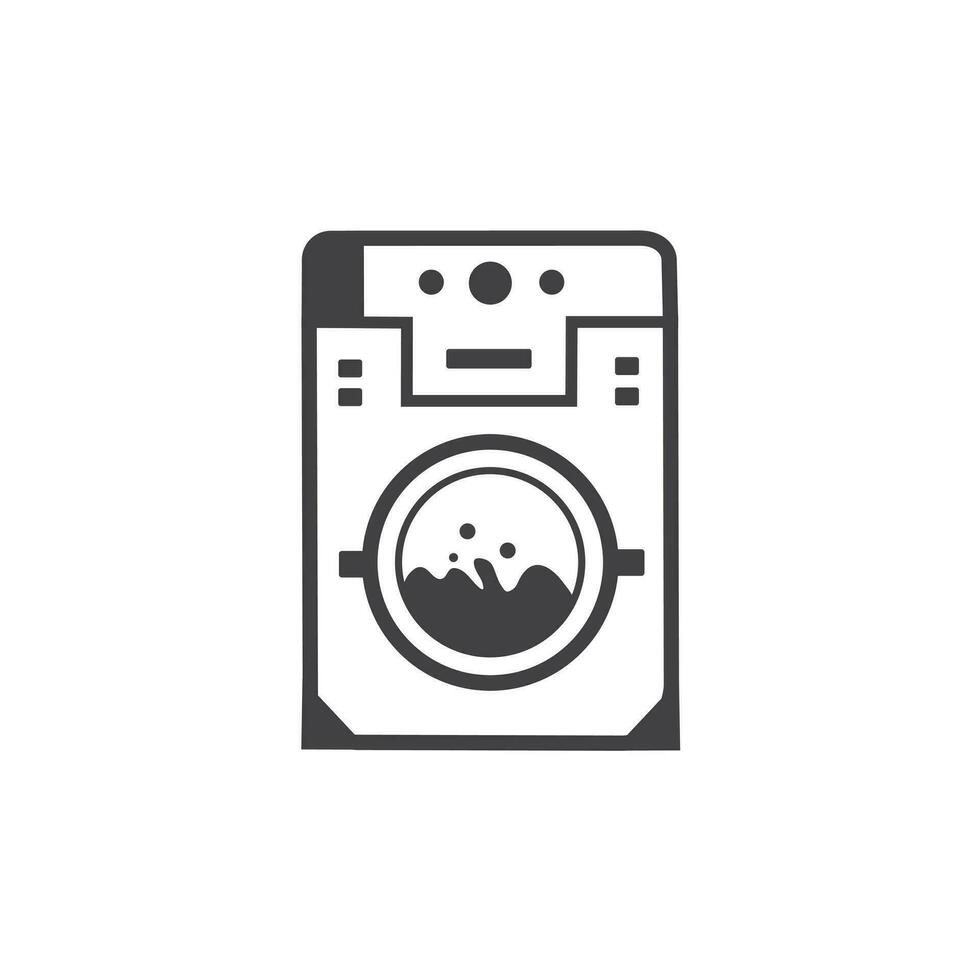 Washing machine icon, modern style line art. Clothes dryer, washer or Laundry logotype Vector design element.