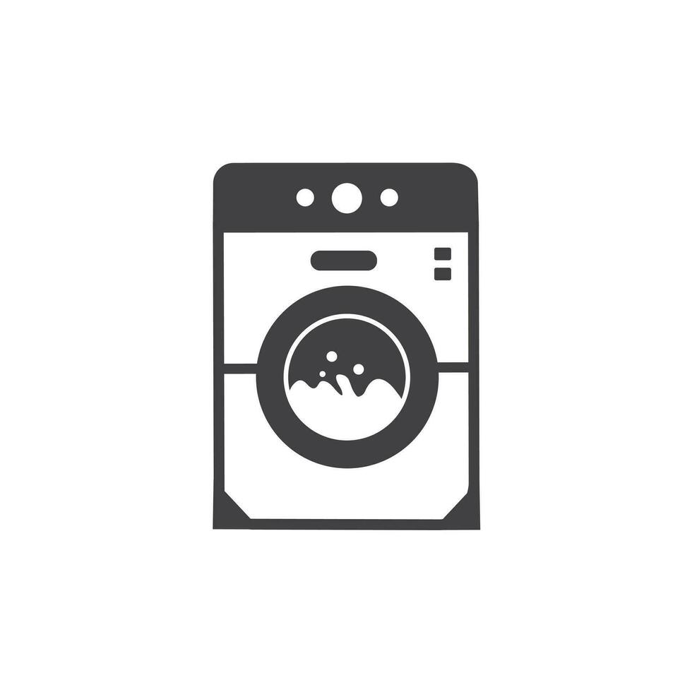 Washing machine icon, modern style line art. Clothes dryer, washer or Laundry logotype Vector design template.