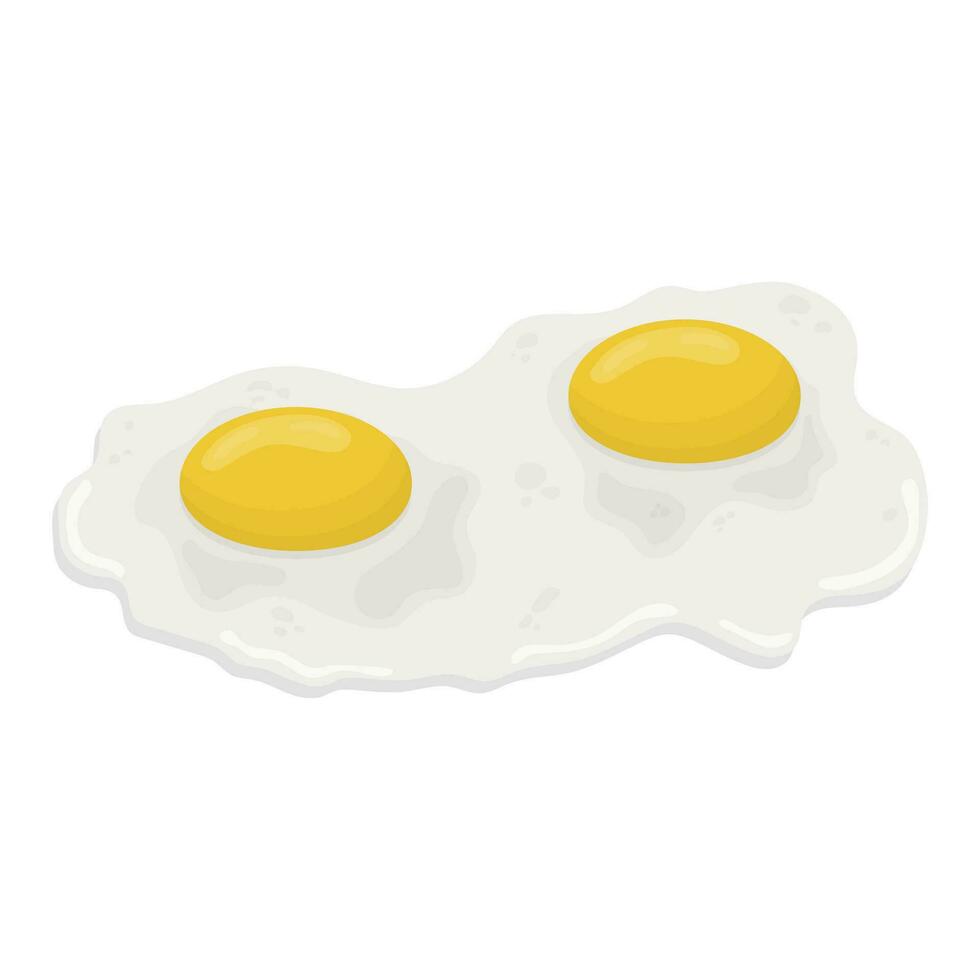 Fried egg with two yolks side view. illustration on a white background. vector