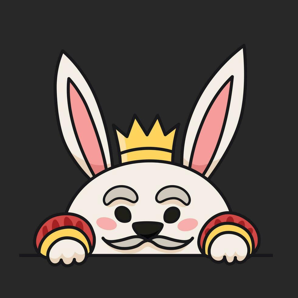 Cute bunny with a crown cartoon vector