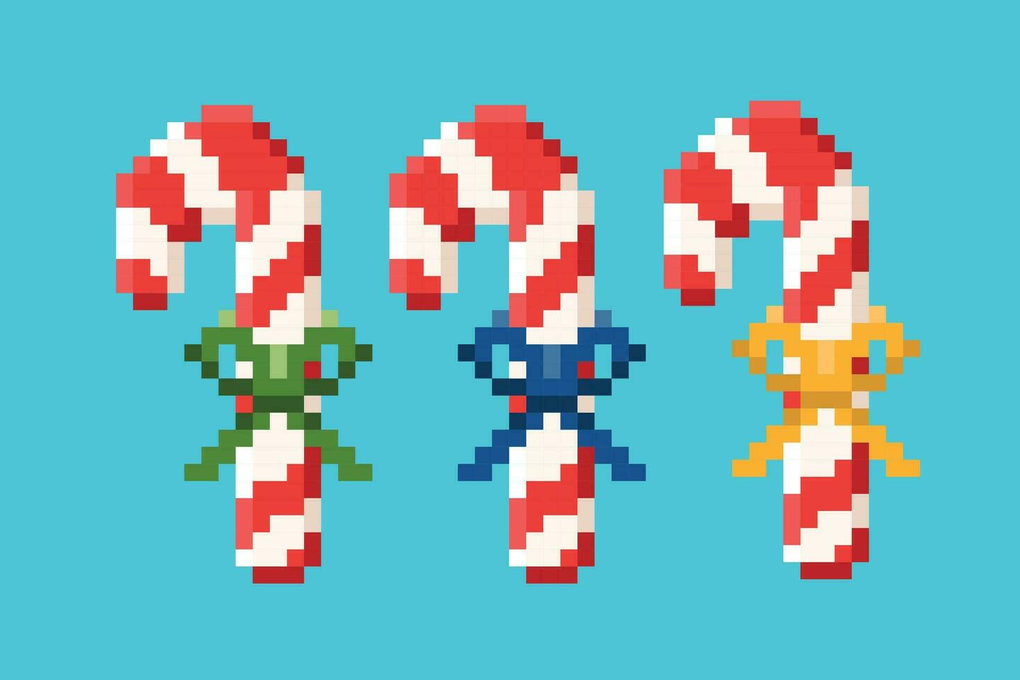 Candy cane set pixel art vector 34531599 Vector Art at Vecteezy