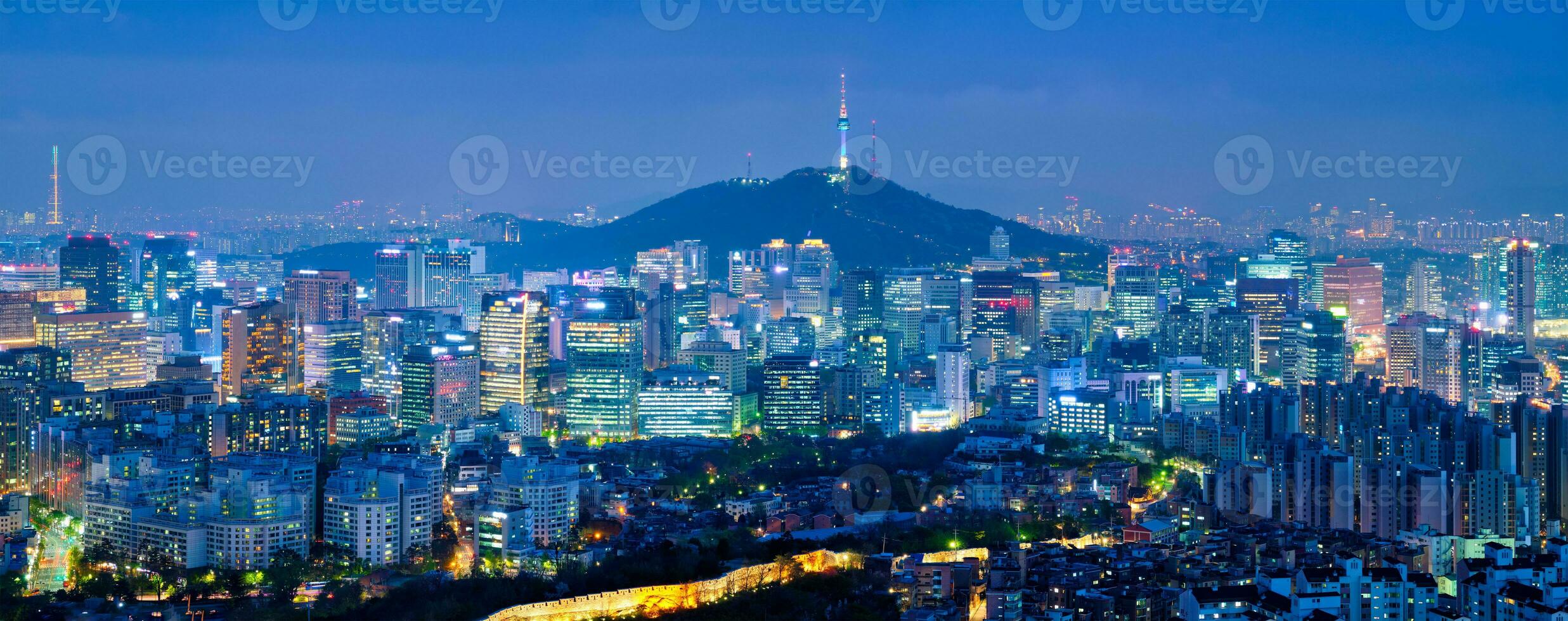 Seoul skyline in the night, South Korea. photo