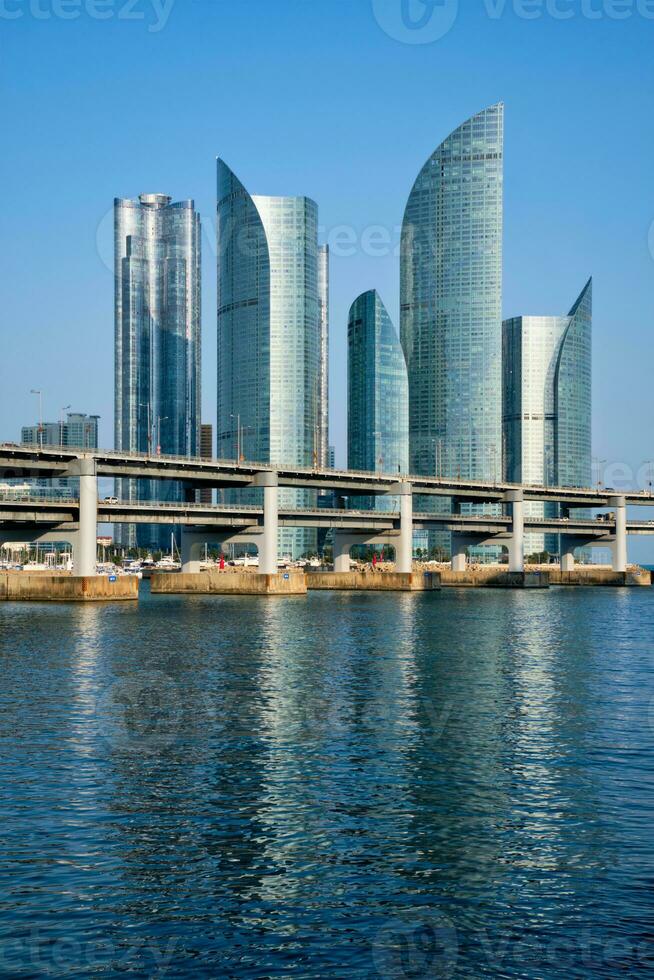 Busan skyscrapers and Gwangan Bridge, South Korea photo