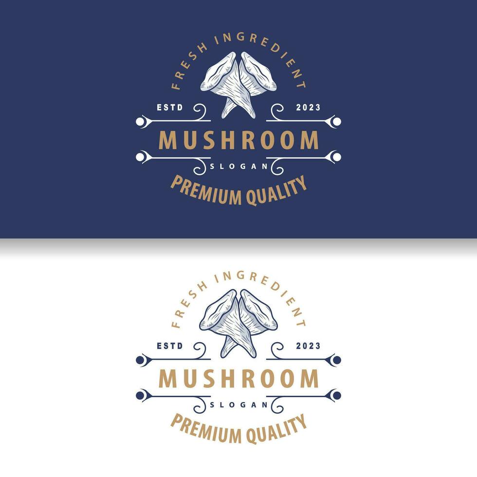 Mushroom Logo, Simple Minimalist Retro Plant Silhouette Plantation Design Business Brand vector