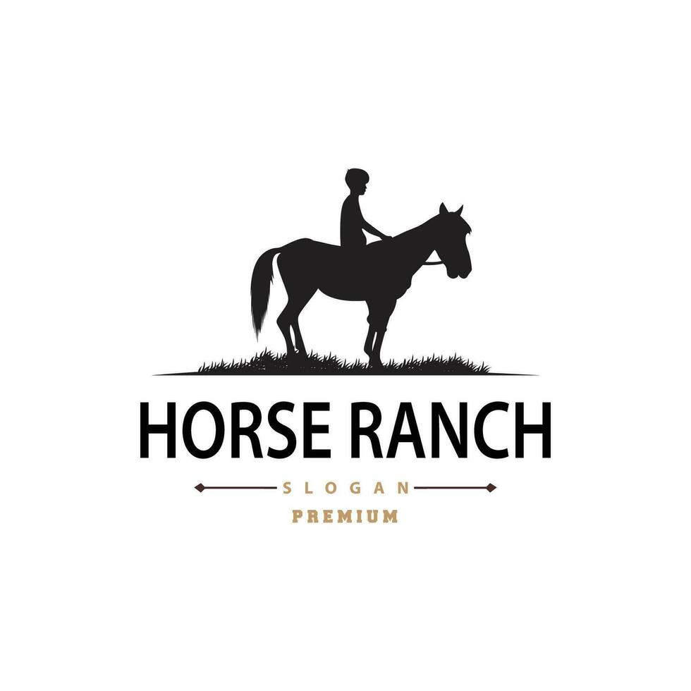 Horse Logo, West Country Farm Ranch Cowboy Logo Design, Simple Illustration Template vector