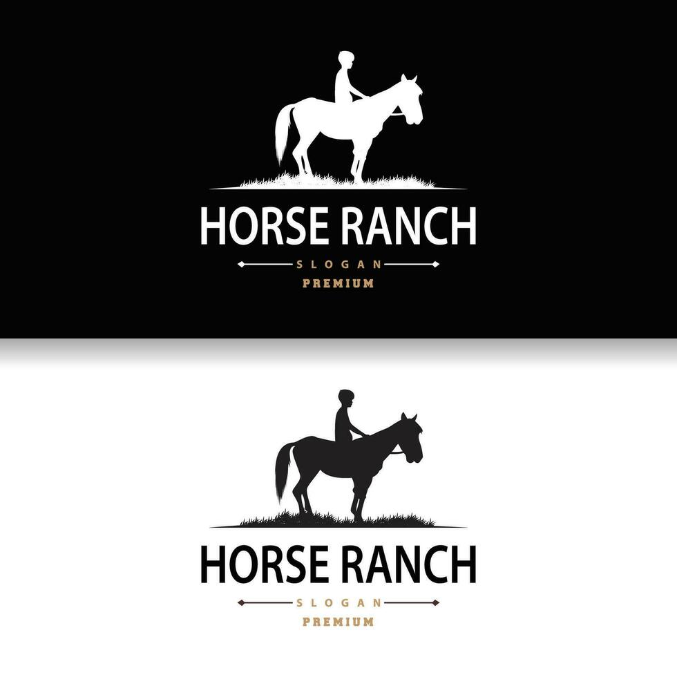 Horse Logo, West Country Farm Ranch Cowboy Logo Design, Simple Illustration Template vector