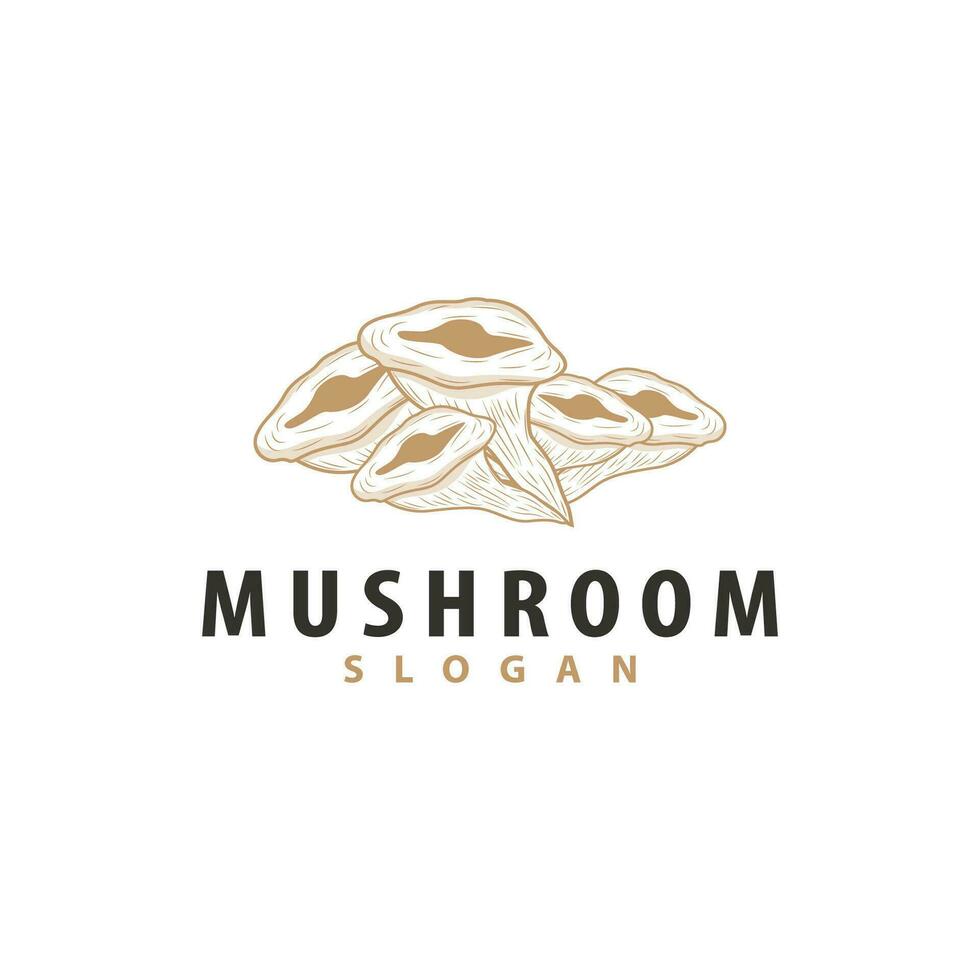 Mushroom Logo, Simple Minimalist Retro Plant Silhouette Plantation Design Business Brand vector