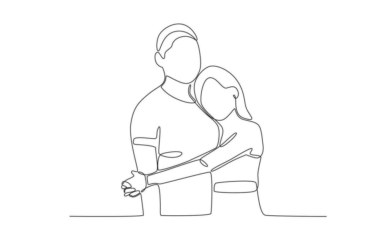 A woman hugs her husband from the side vector