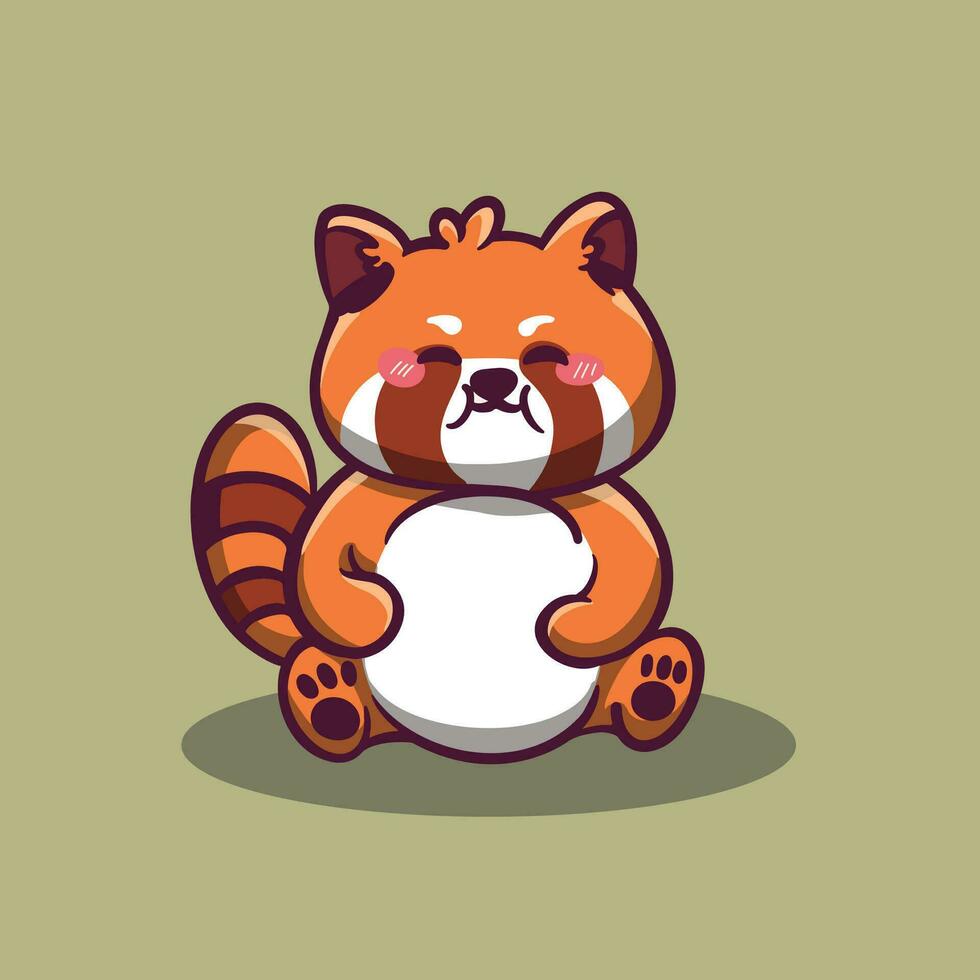 cute red panda cartoon character icon illustration vector