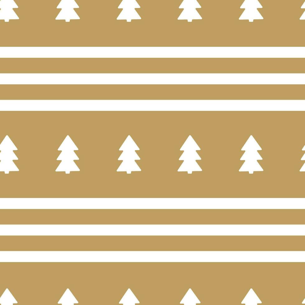 Seamless vector golden New Year and Christmas background with fir trees and stripes. New year patterns for print, gift paper, decor, Christmas card, banner or poster.