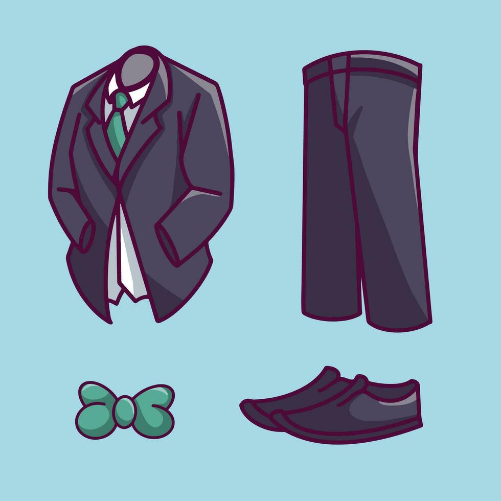 Hand drawn flat business clothing collection vector