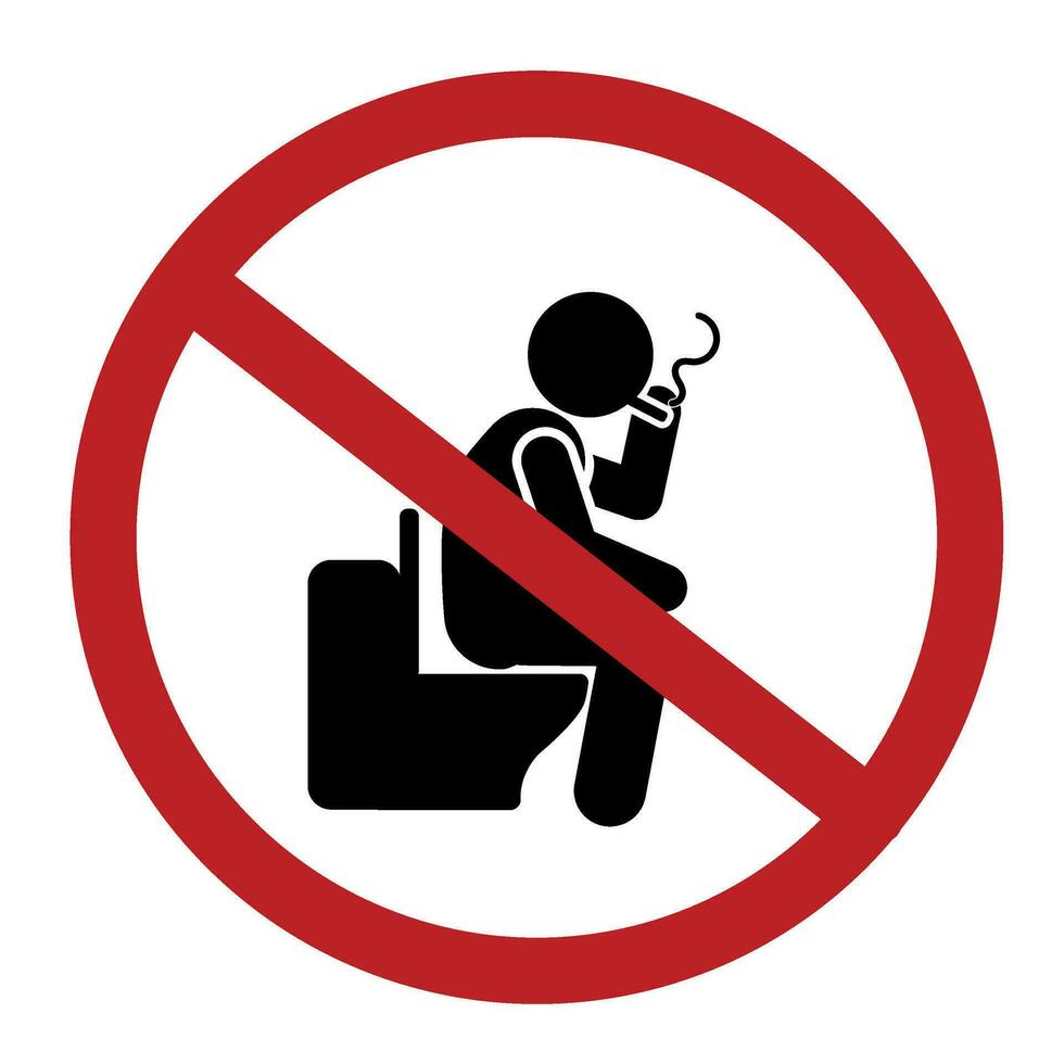 No smoking in the toilet sign, vector illustration, no smoking in the toilet sign