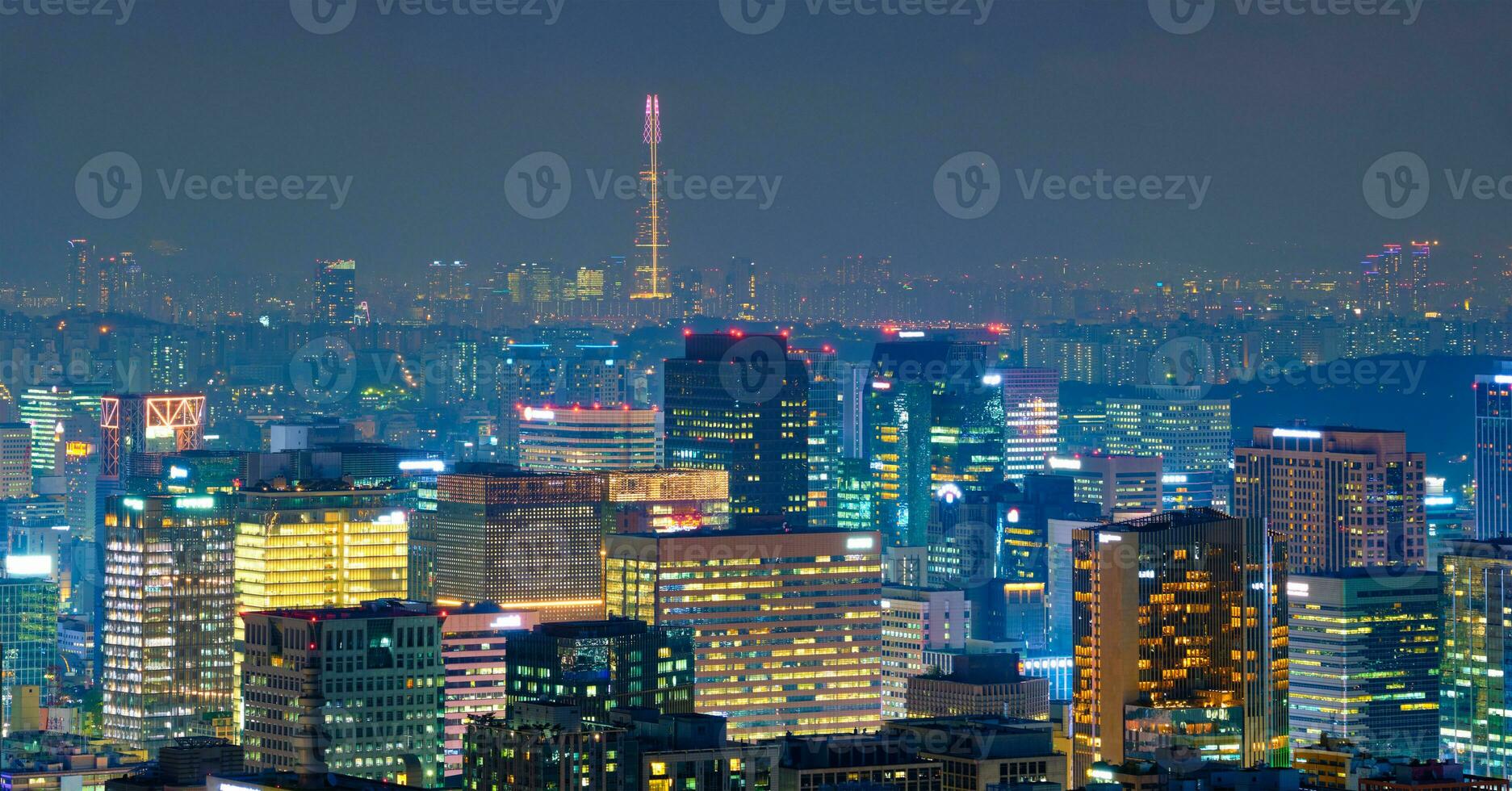 Seoul skyline in the night, South Korea. photo