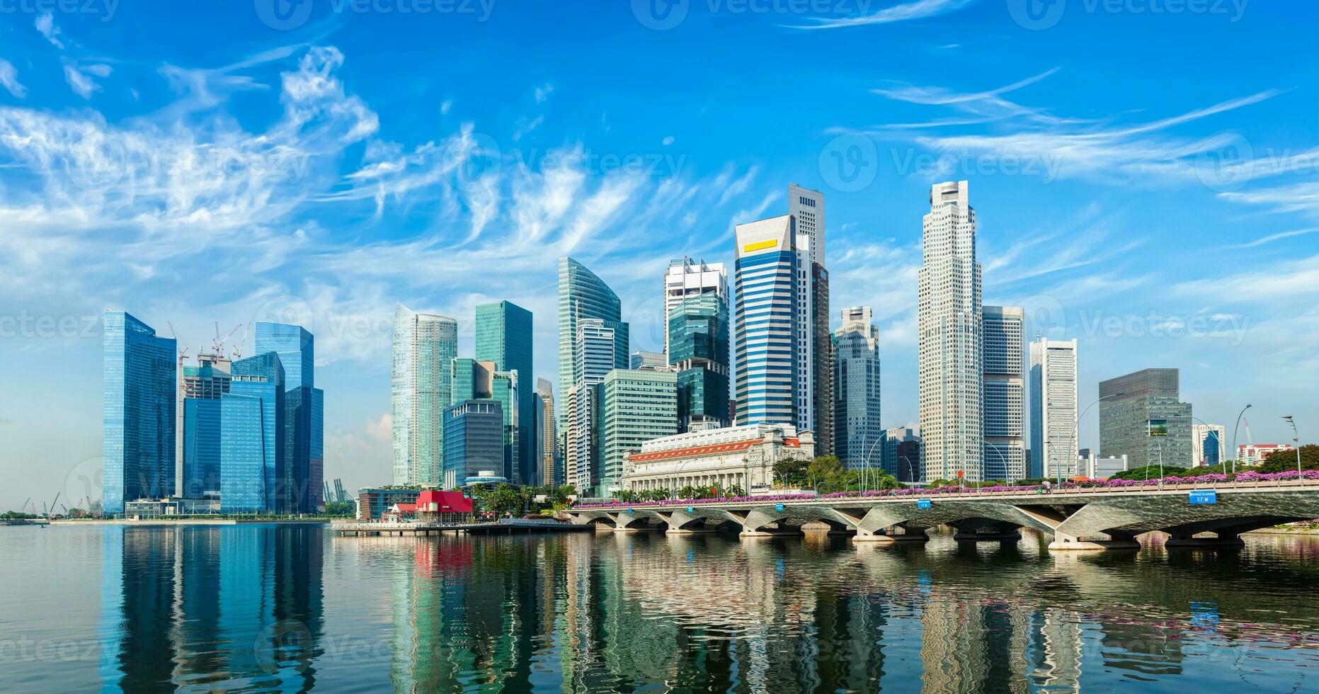 Singapore skyline over Marina Bay photo