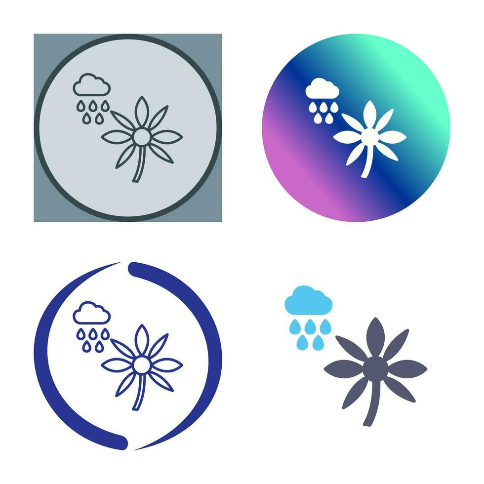 Flower with rain Vector Icon