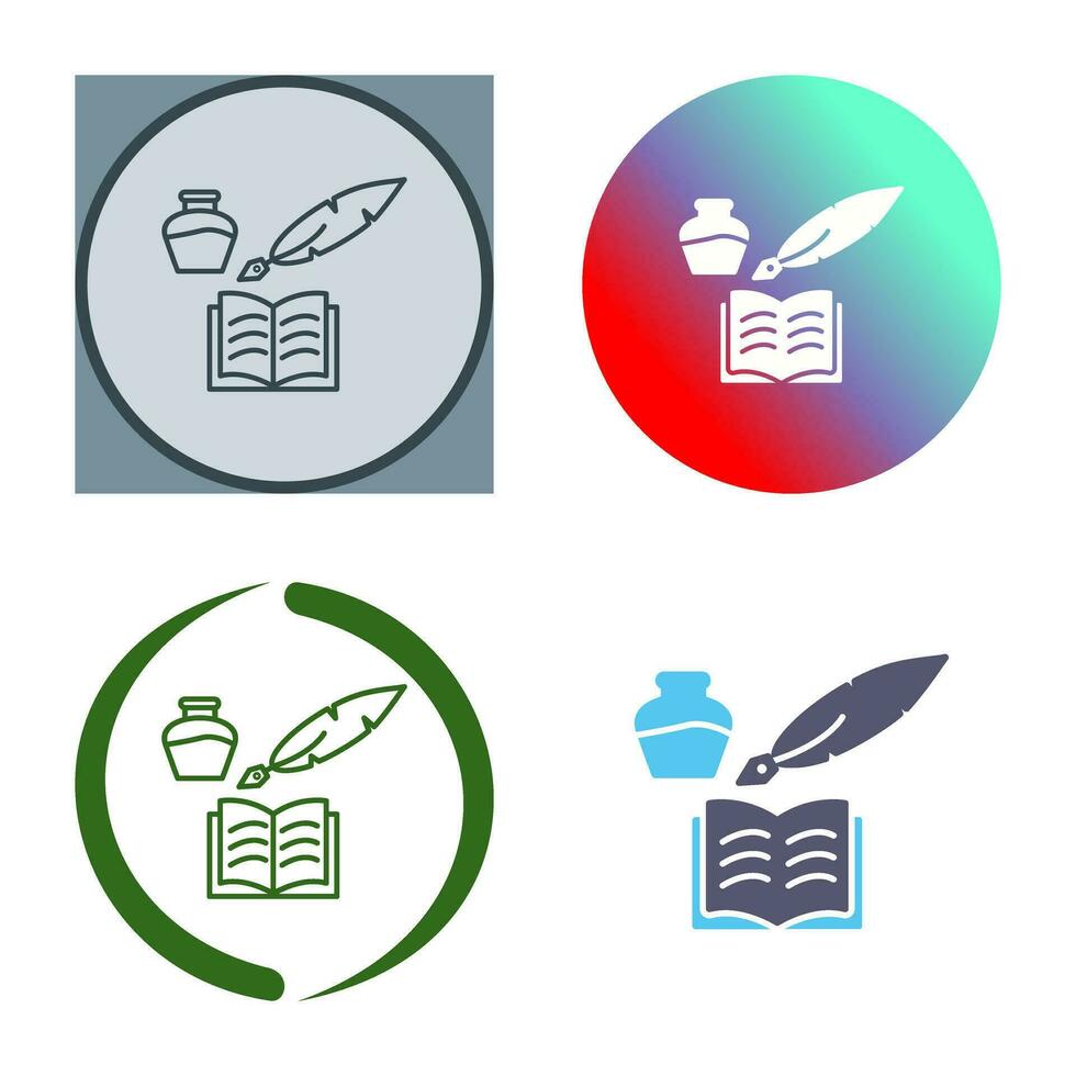 icono de vector de pluma y libro único