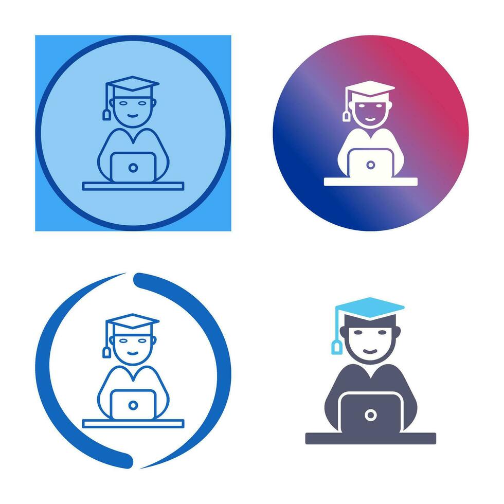 Unique Studying on Laptop Vector Icon