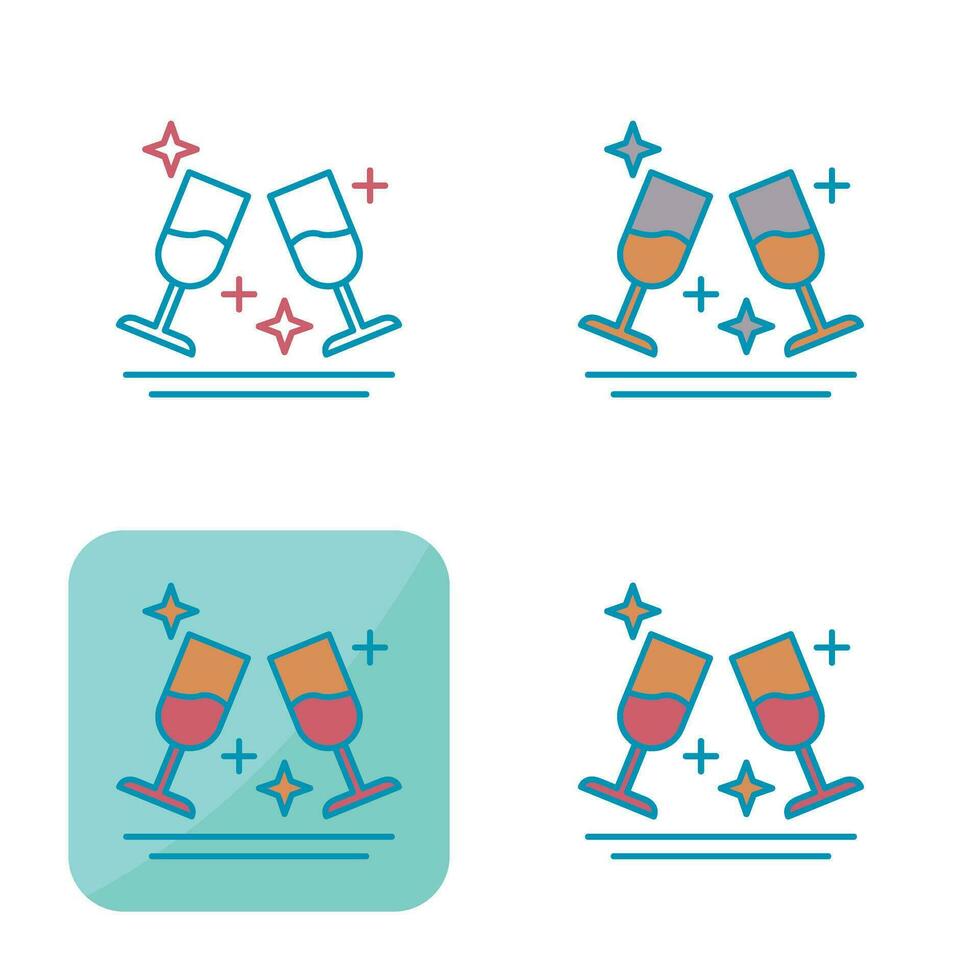 Two Glasses Romantic Vector Icon