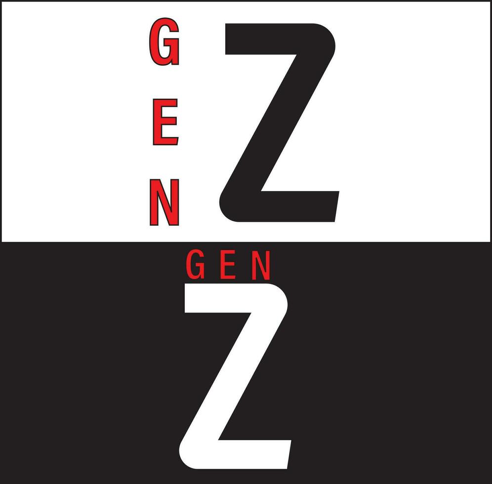 text gen z vector design with two types, with black and white background. suitable for concept, website, poster, background, company, business, t-shirt design, sticker, logo.