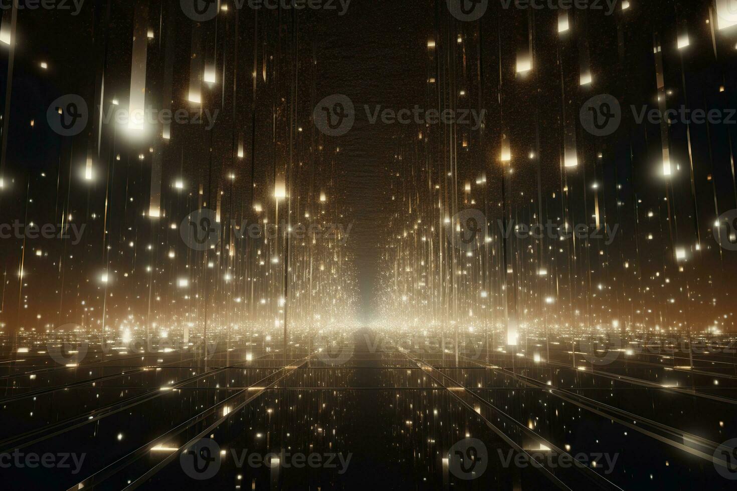 Generative AI, shower of a million sparkling star shaped mirrors from the heavens. Magic light photo