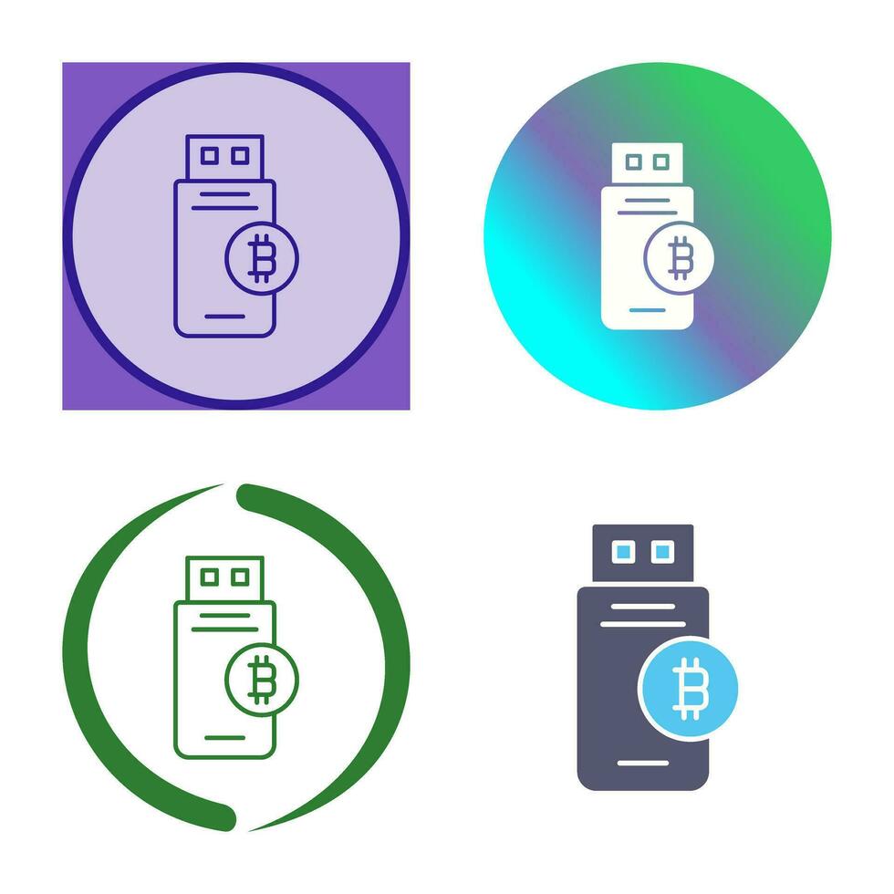 Bitcoin Usb Device Vector Icon