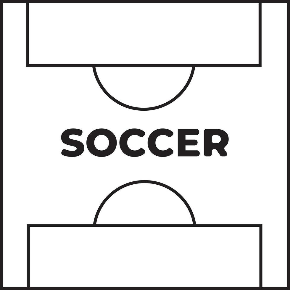 soccer text illustration vector design with a soccer field. Suitable for icons, logos, posters, websites, t-shirt designs, stickers, concepts, advertisements.
