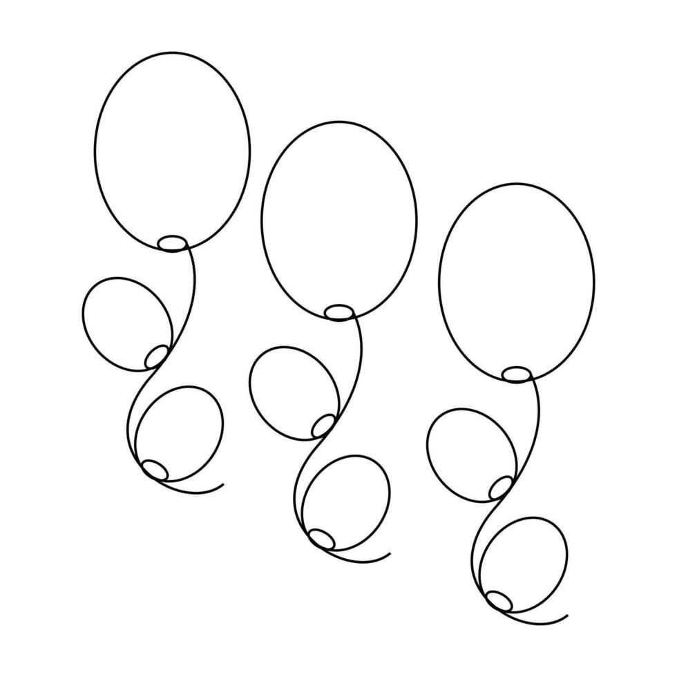 Balloon decoration Continuous single line outline vector art  drawing and illustration