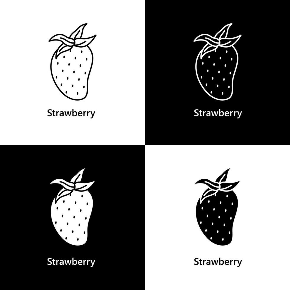 Strawberry Fruit. Healthy Food Logo Icon vector