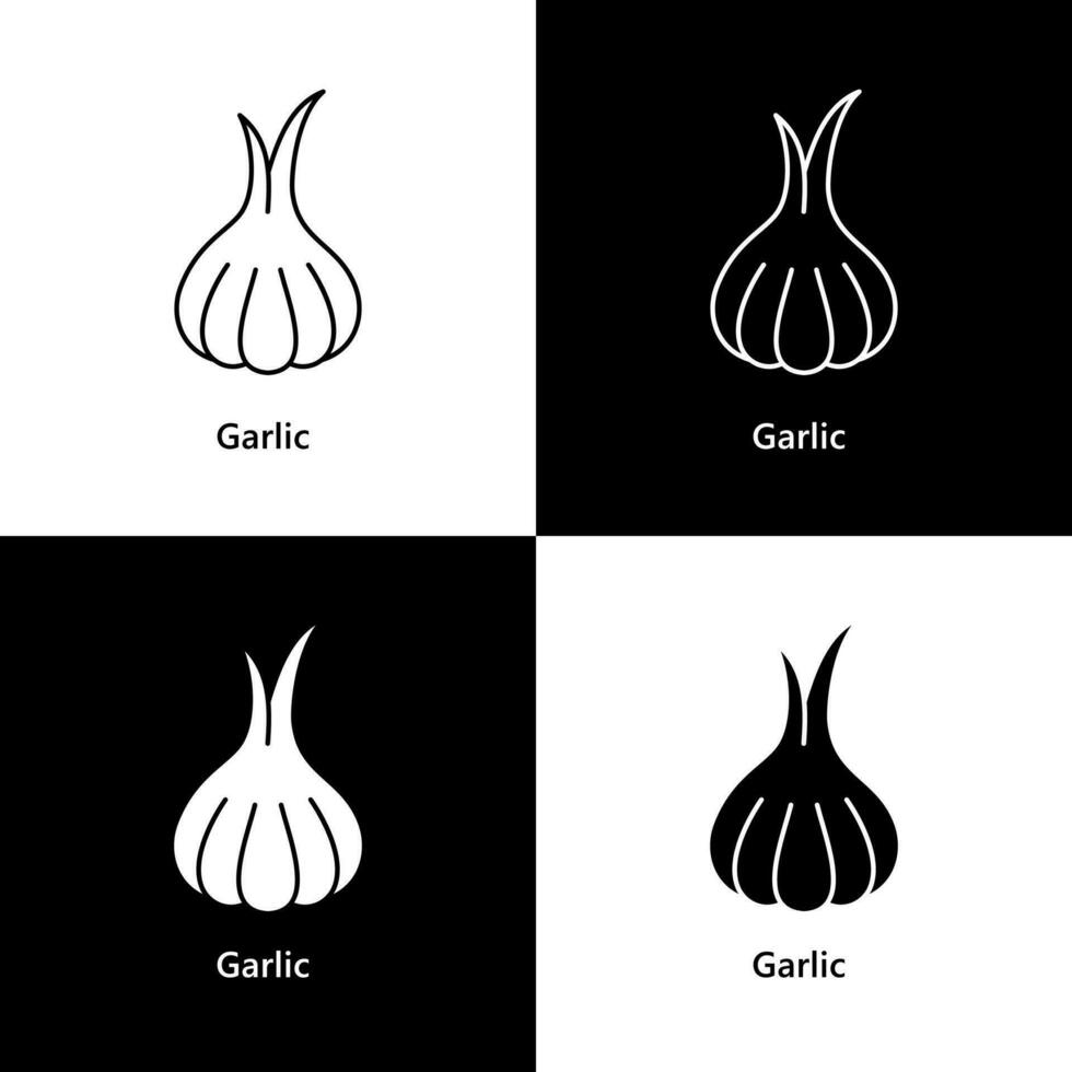 cebolla y ajo. orgánico vegetal logo icono vector