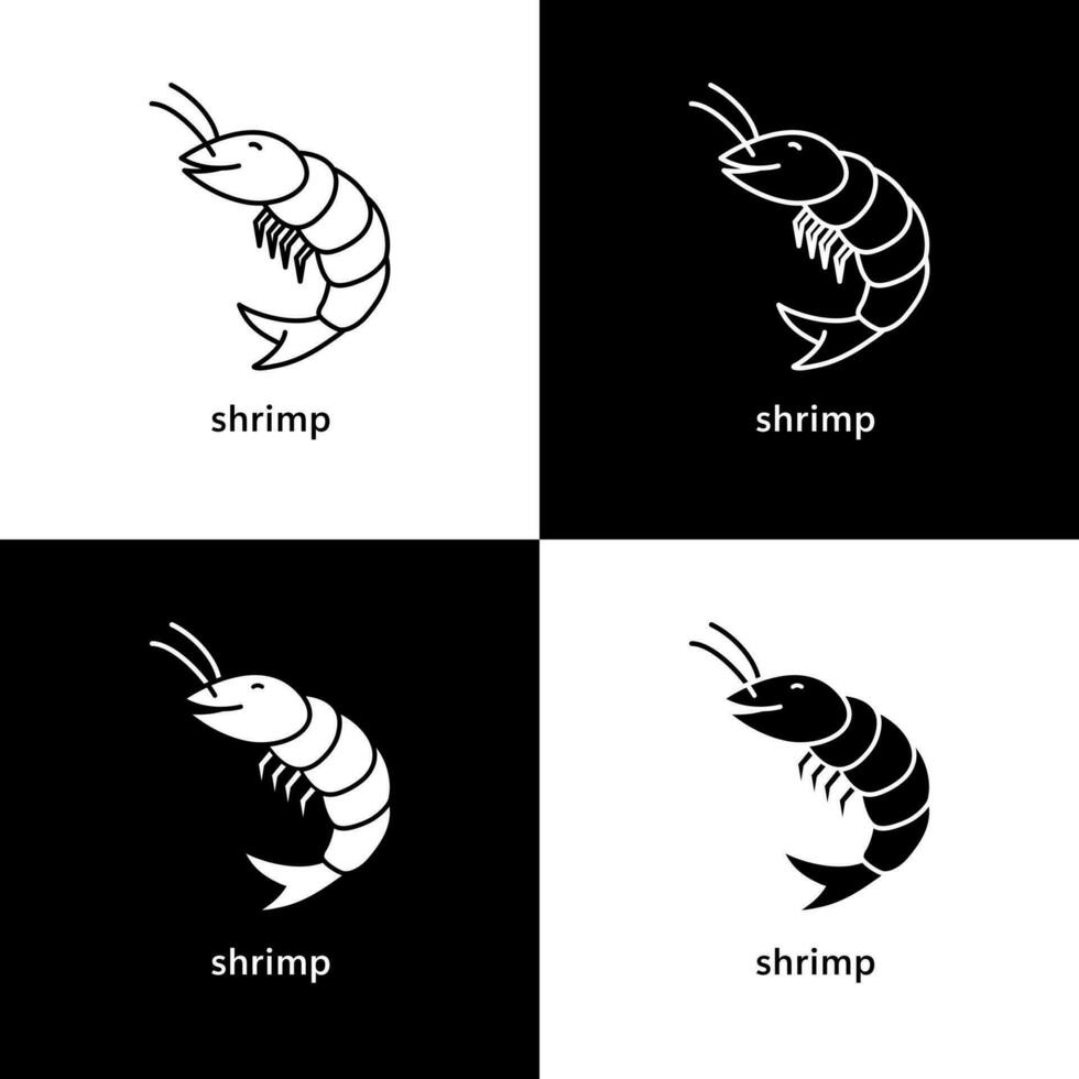 Shrimp Seafood. Prawn Healthy food Logo Icon vector