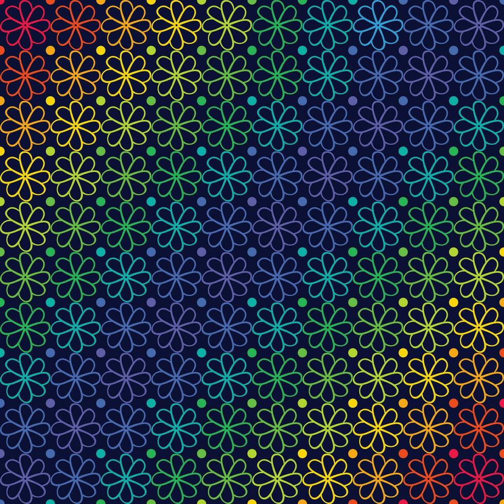 abstract flower pattern design template with dark blue background and rainbow color on a object of element vector