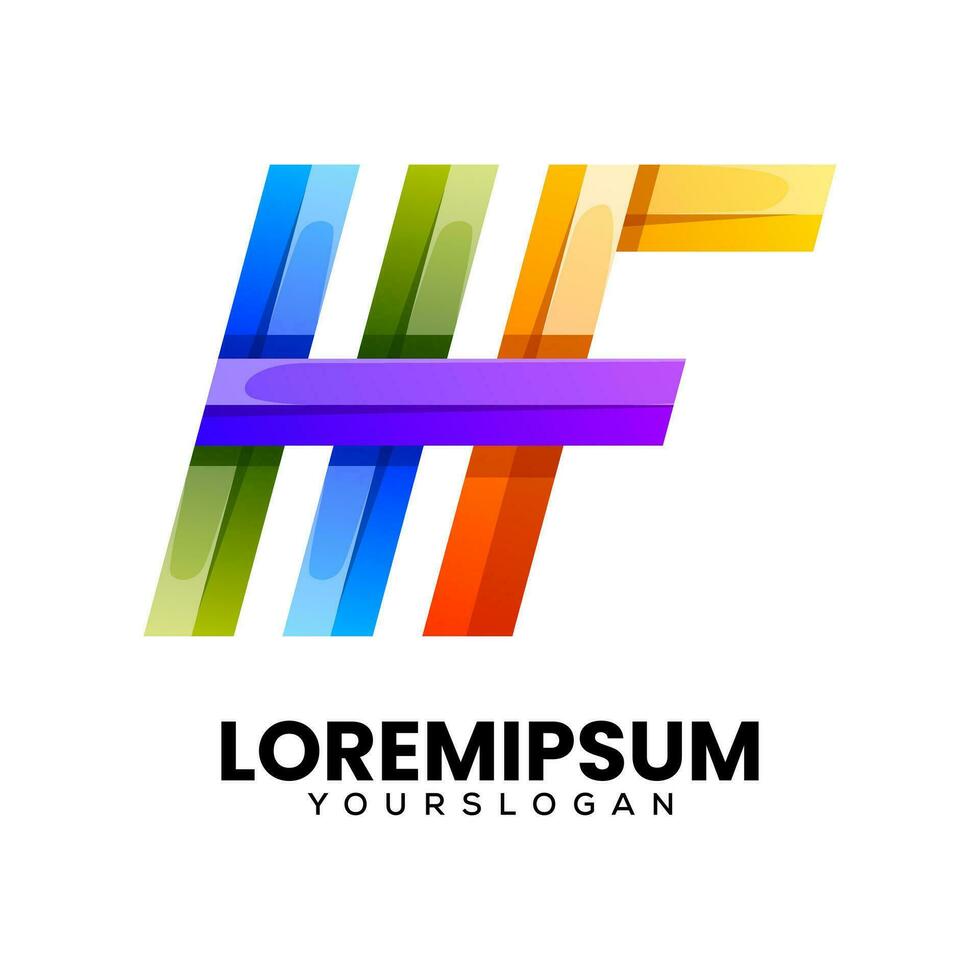 colorful initial hf icon logo design vector