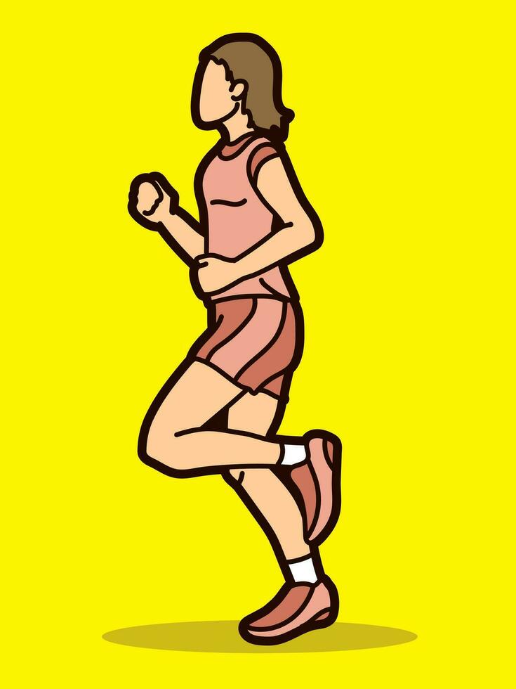 A Woman Start Running Marathon Runner Action vector