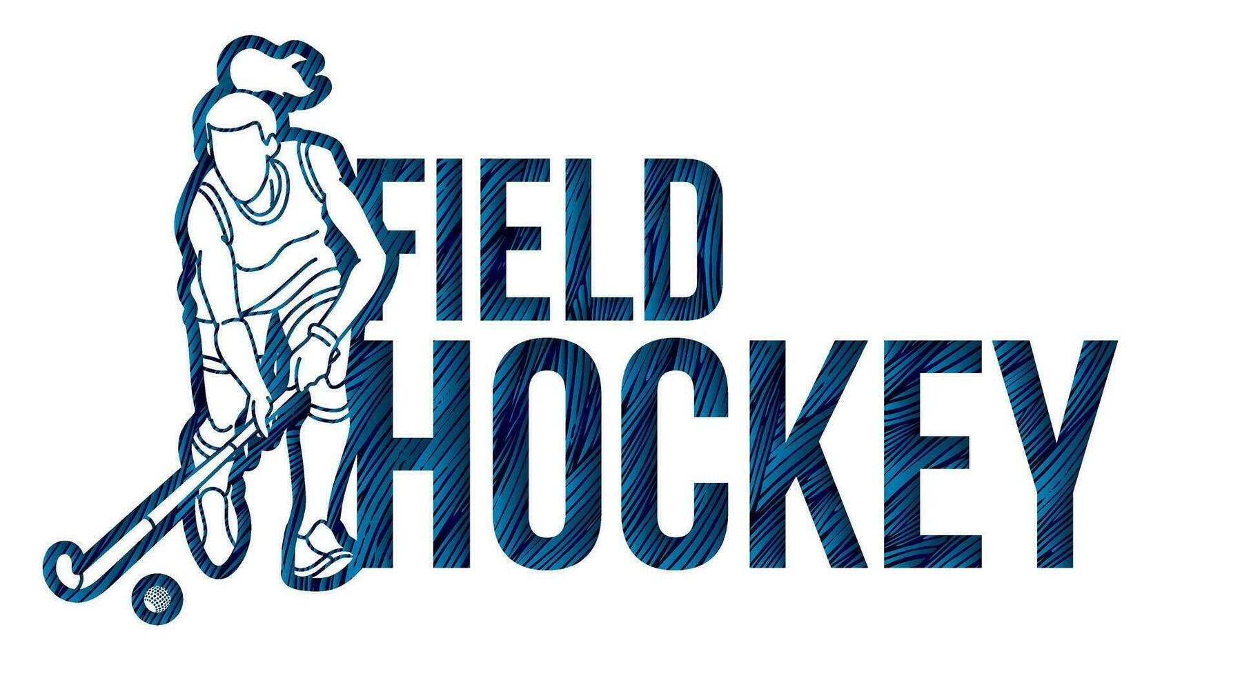 Field Hockey Font Design with Female Player vector